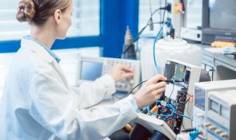 Engineer woman measuring electronic product on test bench 5 stress-free ways to upskill your technical knowledge in STEM